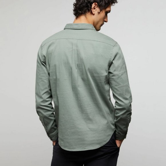 Onia All Terrain Cotton Stretch Ripstop Overshirt in Sea Moss Green Size XL - Picture 3 of 9